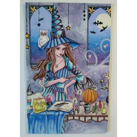 Halloween Postcard Nikki Burnette Gothic Witch Fantasy Kirra 2012 Limited To 35 - Picture 2 of 4